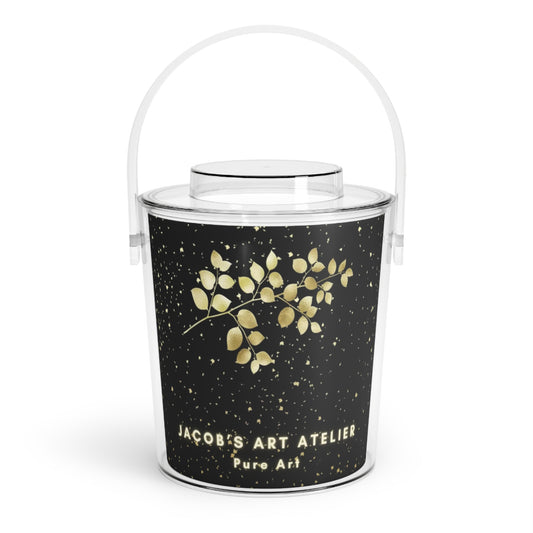 Avenzari Ice Bucket with Tongs - Golden Leaf by Jacob's Art Atelier